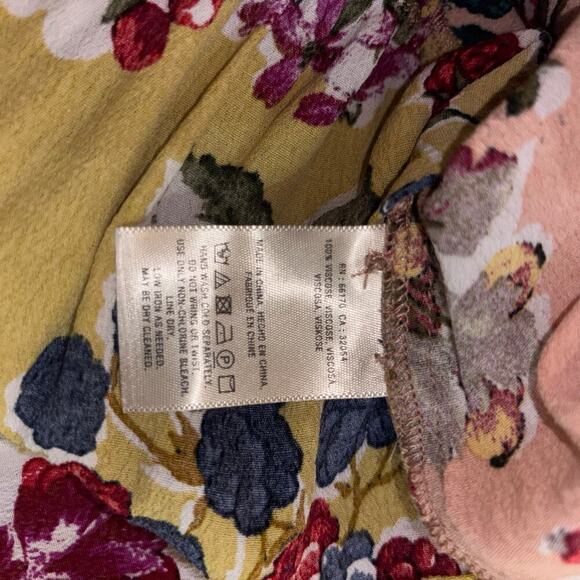 Anthropologie Floral Patchwork Top- Meadow Rue Long Sleeve Wrap Blouse- Size 0 - Picture 14 of 14